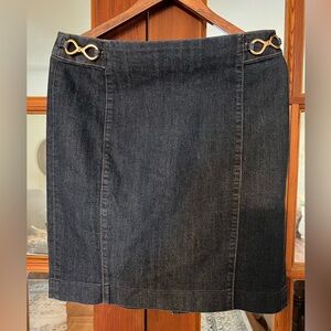 Ellen Tracy Denim Pencil Skirt with Gold Hardware